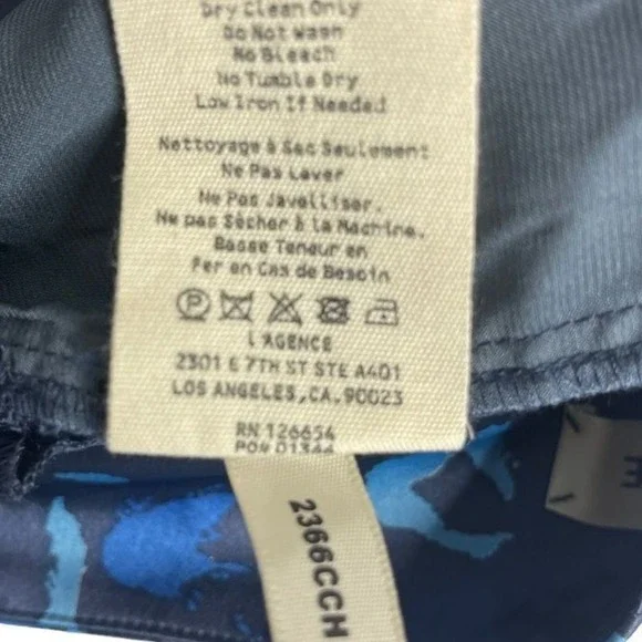 L'AGENCE Madeline High‎ Waist Silk Safari Camo Blue Prints Pants Size 2
